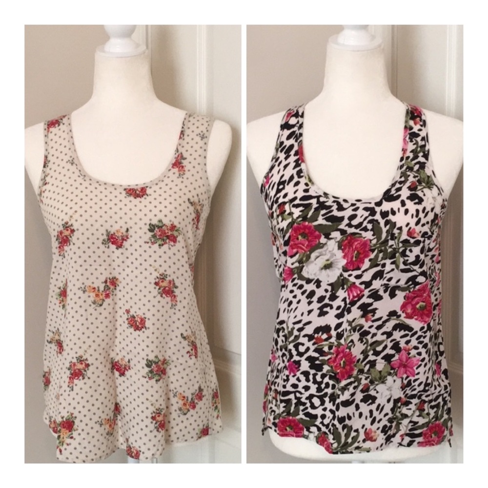 Rue 21 Floral Polka Dot Print Flowy Tanks Bundle